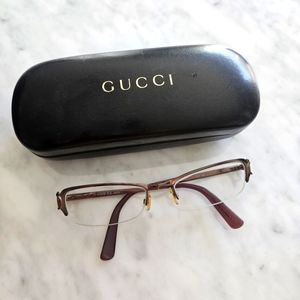 Athentic Gucci Women's Bronze Half-Rimless Eyeglasses Frames